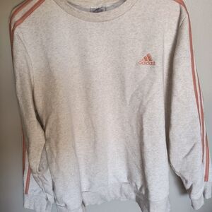 Adidas Gray Sweatshirt with Pink Stripes